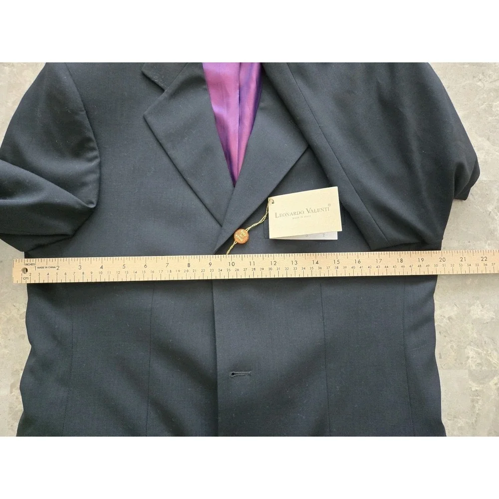 NWT Leonardo Valenti Men's Blazer 3 Button   100% Wool Made In Italy MENS 38R‎
